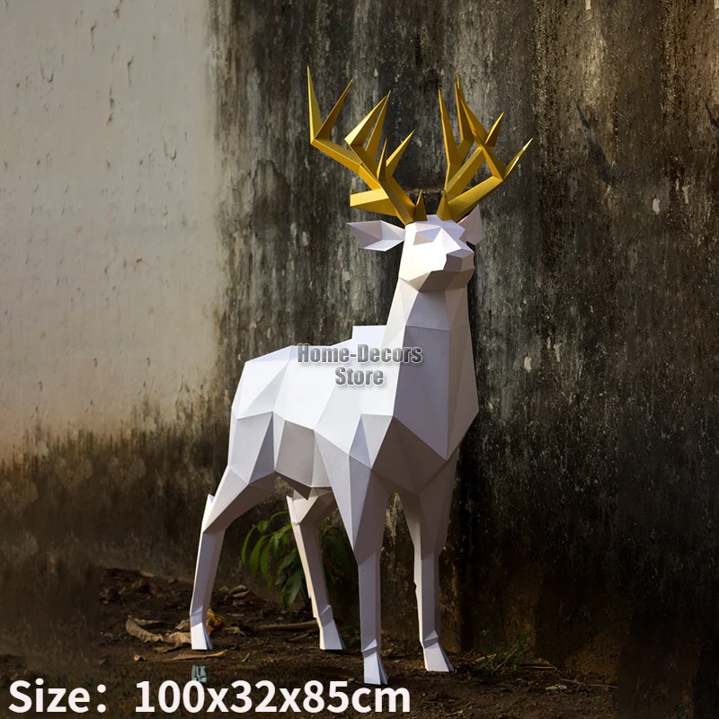 3D Paper Mold Non-Finished Deer Elk Model Folding Paper Work Party DIY Craft Home Desk Floor Craft Decor Figurines Miniatures