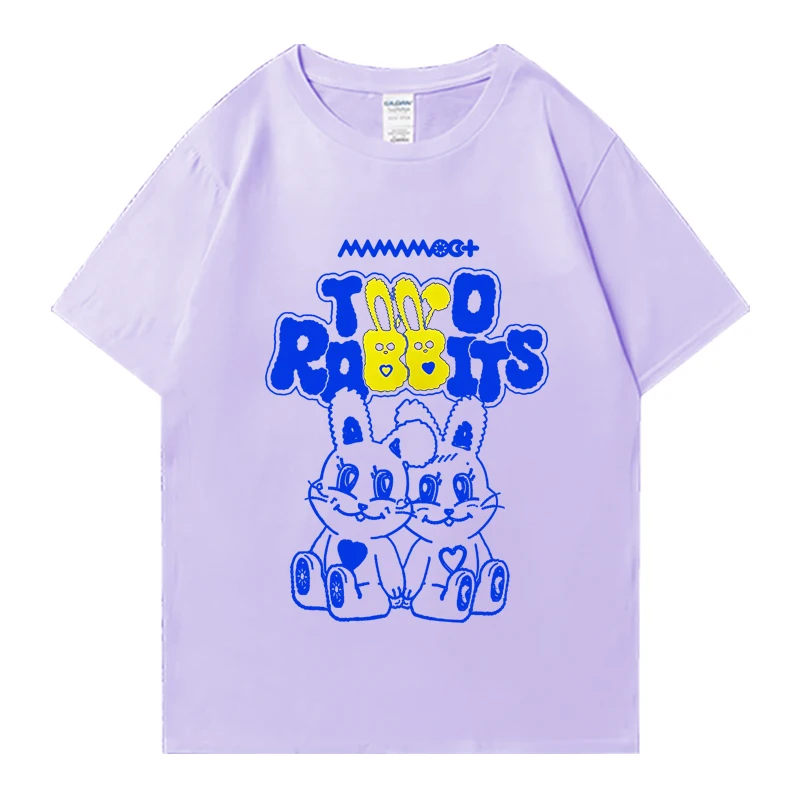 2024 Kpop Mamamoo Two Rabbits Album print T shirt Men Women Fashion Y2k short sleeve T-shirts Unisex summer 100% Cotton Tops