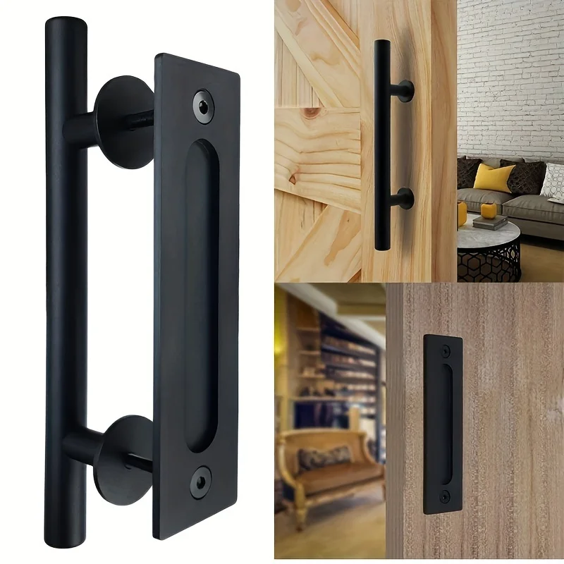 

Double-sided Puller Sliding Barn Door Handle Pull Cabinet Flush Hardware Set Wood Door Handle Door Furniture Handle Hardware