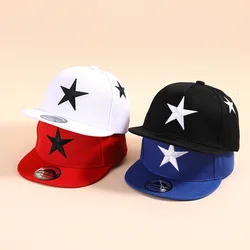 1pc children's five-pointed star embroidered baseball cap fashionable street hip-hop hat flat brim hat casual sun visor cap