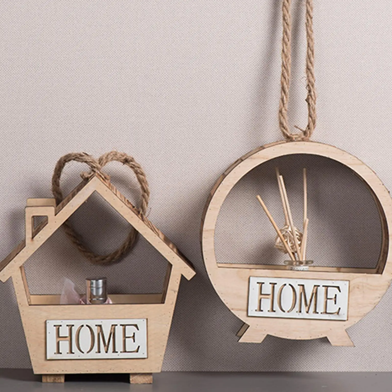 Plant Suspending Basket with Rope wall-mounted Wood Planter Rack Strong Load Bearing Flower Pot creative  flower rack pendant