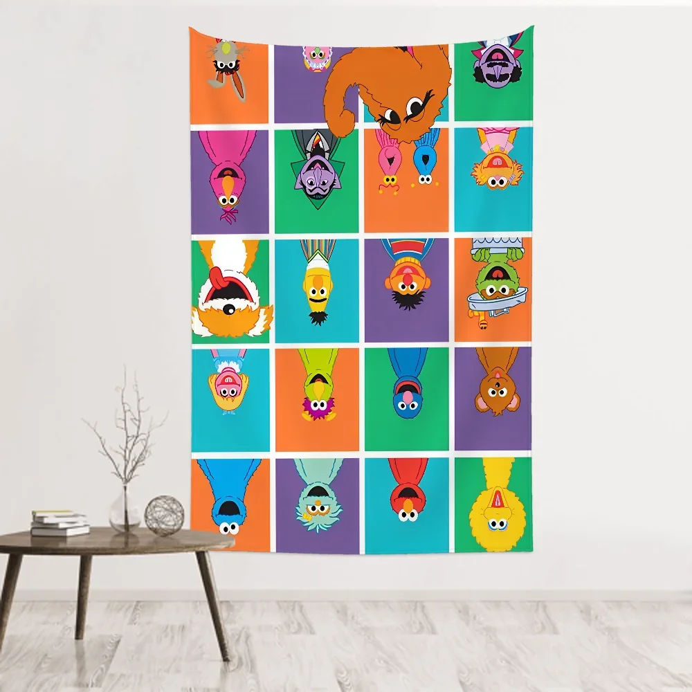 سمسم الكرتون شارع كوكي أنيمي نسيج ديكور غرفة قماش صوفي حفلة معلقة خلفية غرفة ديكور غرفة الطفل #4