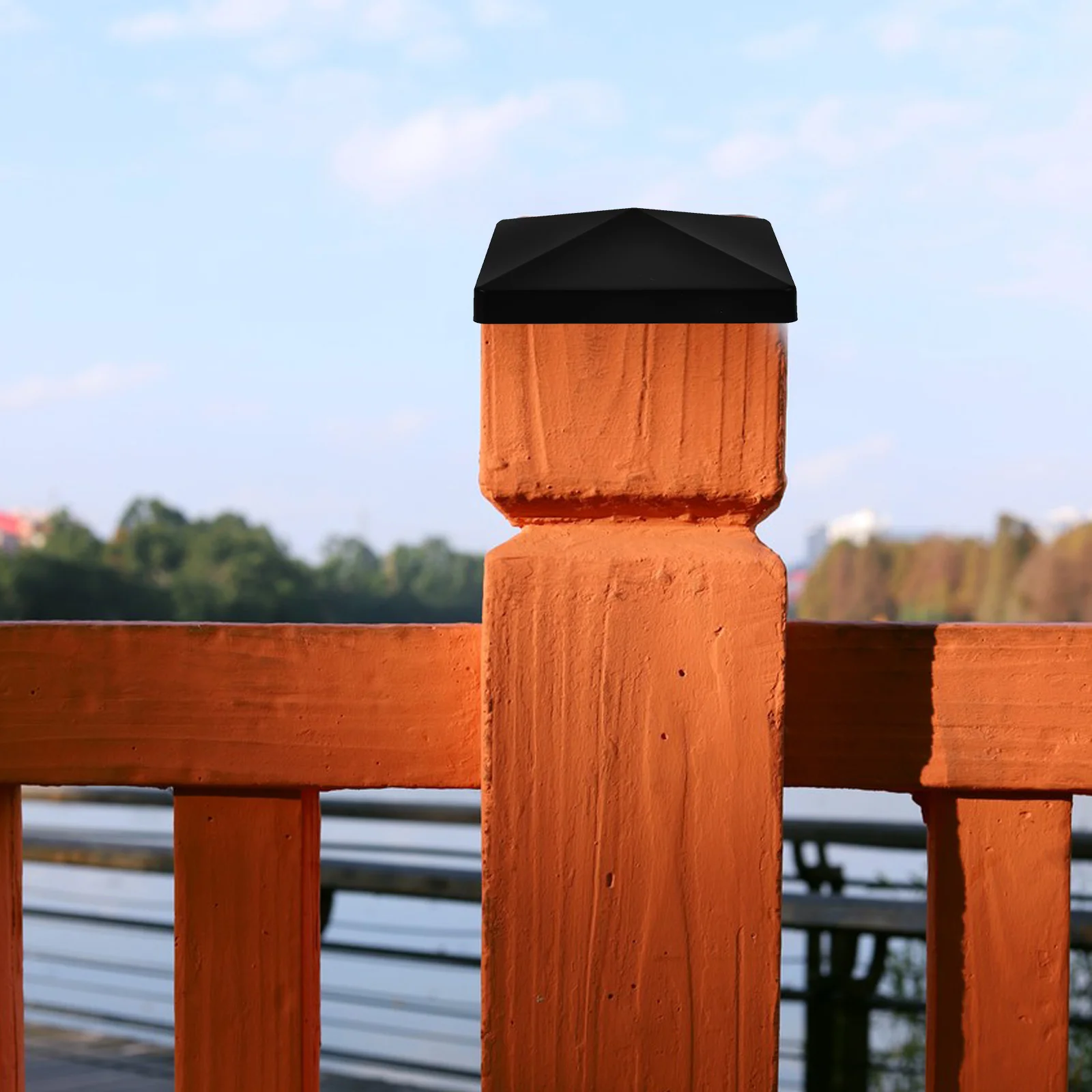 4 set 4 Sets Fence Post Caps Column Cover Deck Toppers Plastic Cap Durable Reusable Garden Fence Protector Railing Cover Outdoor