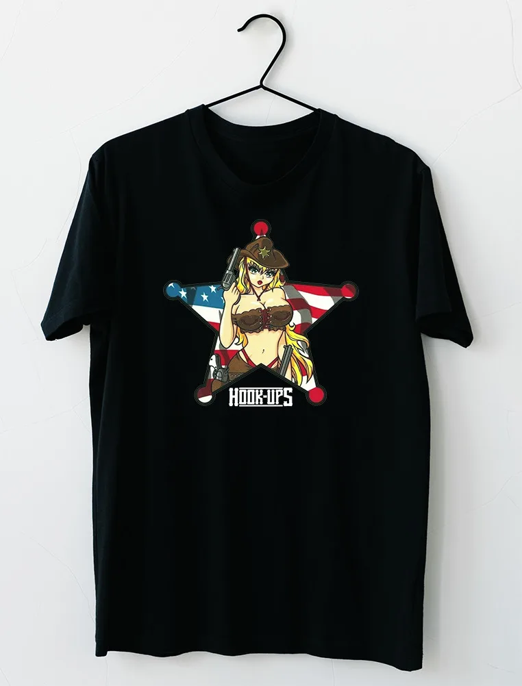 Hook-Ups Skateboard American Cowboy Girl T-Shirt S-5XL