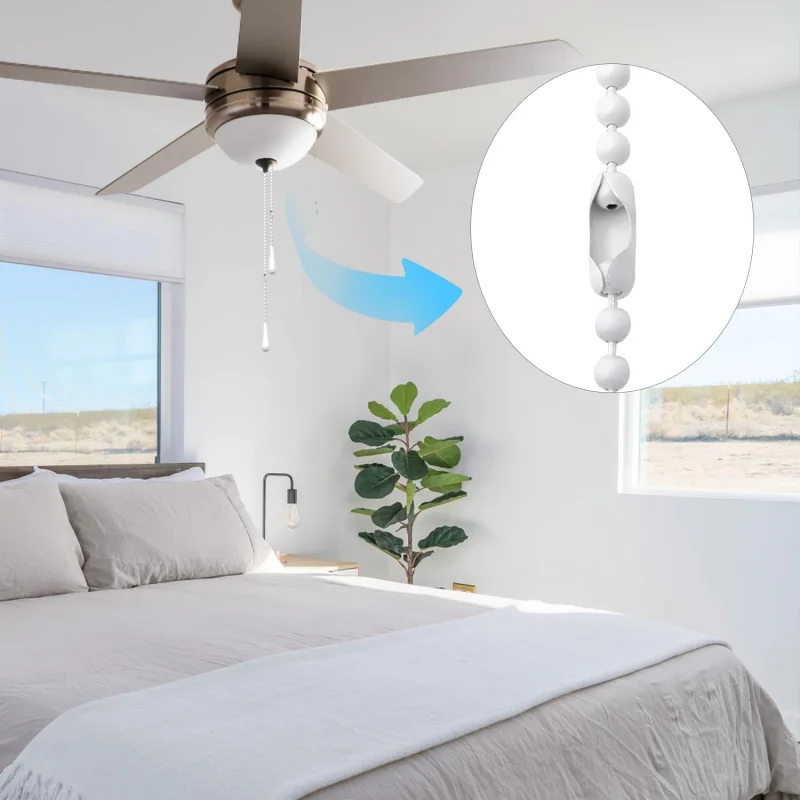 Ceiling Fan Pull Chain Extender, 12Feet 3mm Diameter Beaded Ball Light Extension with 10 Matching Connectors(