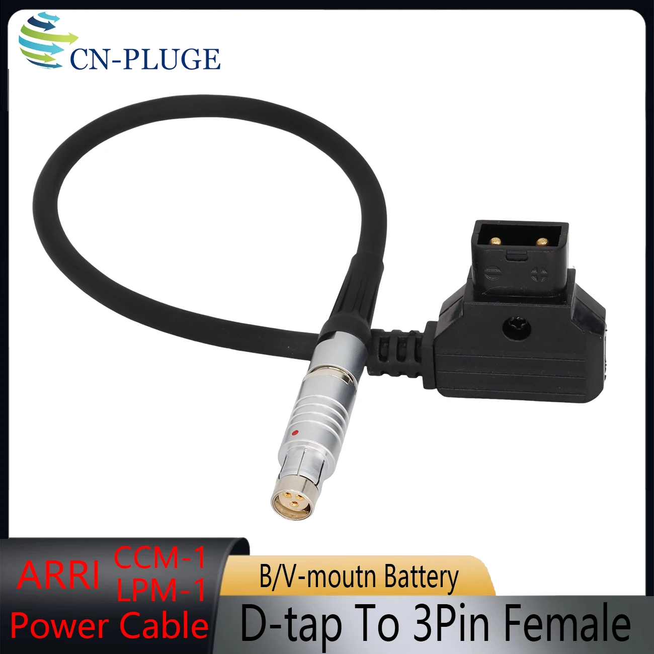 ARRI CCM-1/LPM-1/WVT‑1 Power Cable D-TAP/0B2Pin/RS 3Pin To RS 3Pin Female Plug, Multiple Power Supply Ports for Power Supply