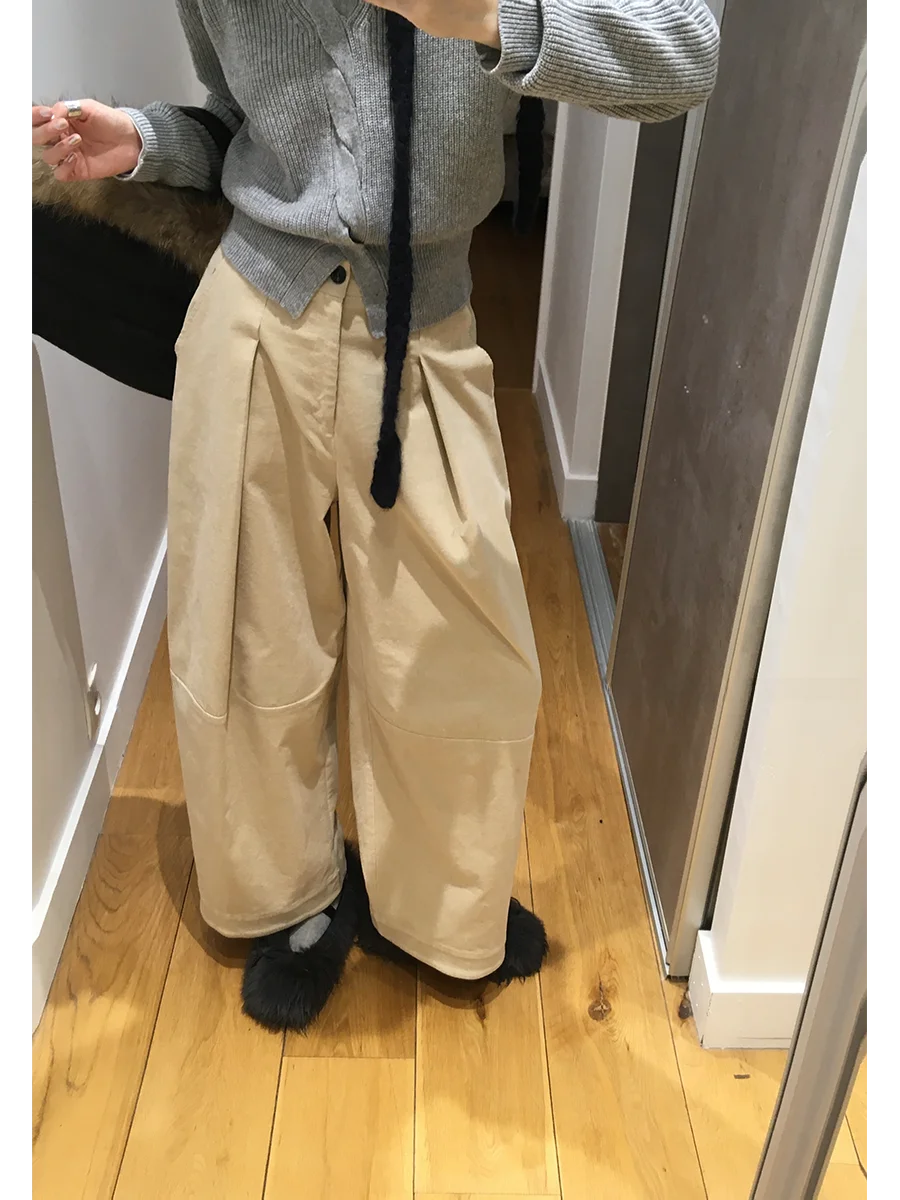 

Женские повседневные брюки-фонарики MONA свободного кроя, осенне-зимние, новые, из хлопка, с застежкой на пуговицах на талии