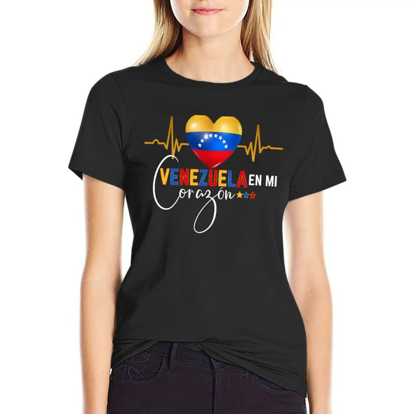 Venezuela en el Corazon Venezuelan Pride T-Shirt lady clothes oversized female cute clothes ariat shirts for Women