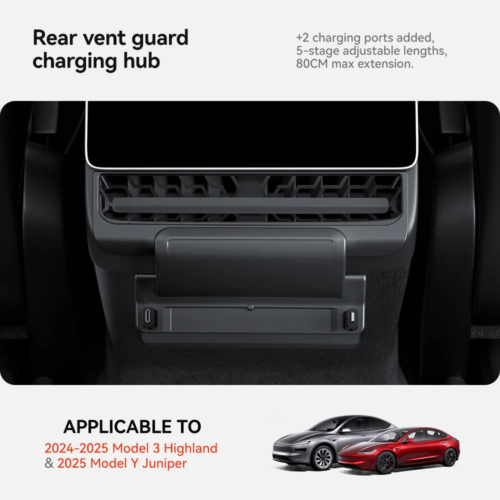 YZ For Tesla Model 3/Y Highland Juniper Rear Air Vent Quick Charger USB Shunt HUB Intelligent Docking Station accessories