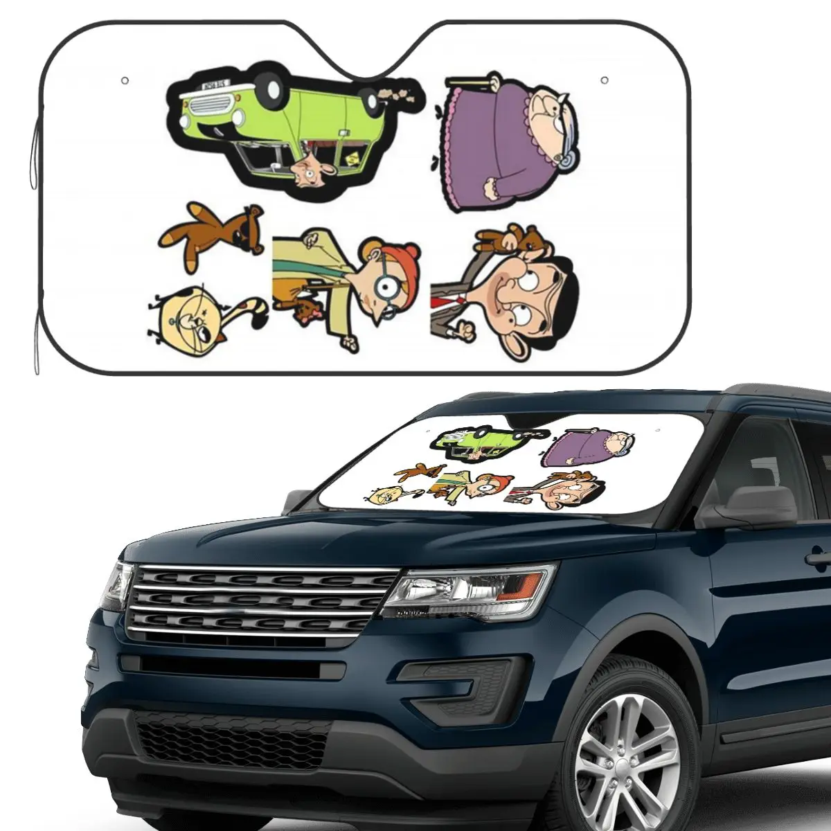 

Mr. Bean Cartoon (16) Sunshade Windscreen Car Front Windshield Window Sun Visor Accessories Covers