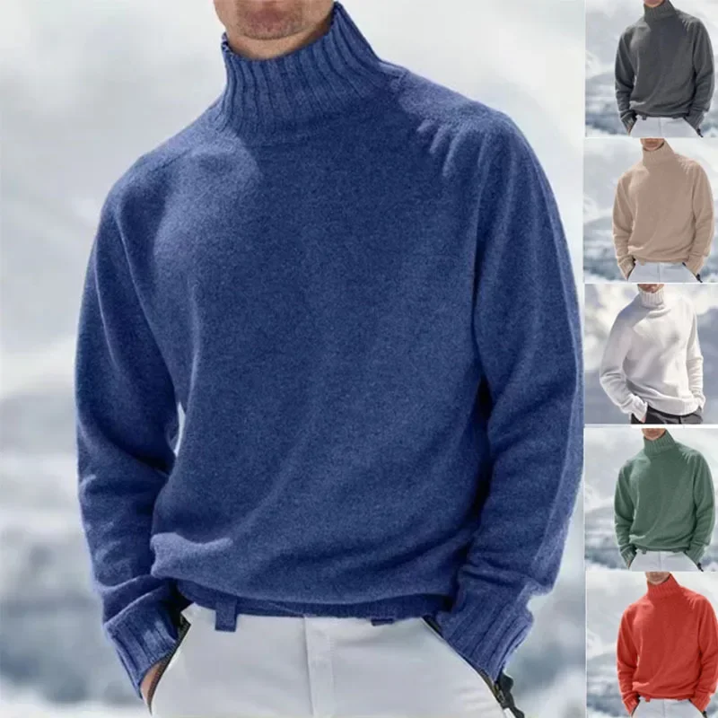 

2023 Autumn/Winter Men's Bottom Sweater with High Collar for Warm and Leisure Use