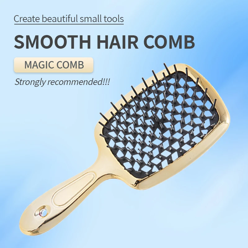 1Pcs Air Cushion Comb GoldTangled Hair Comb Hair Brush Massage Anti-static Hollow Out Wet Curly Hair Brushes Salon Hair tools