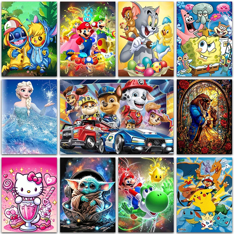 Disney Diamant Malerei Pokemon Super Mario Pikachu Hallo Kitty Home Dekoration Voll Platz & Runde Mosaik Stickerei Kreuzstich