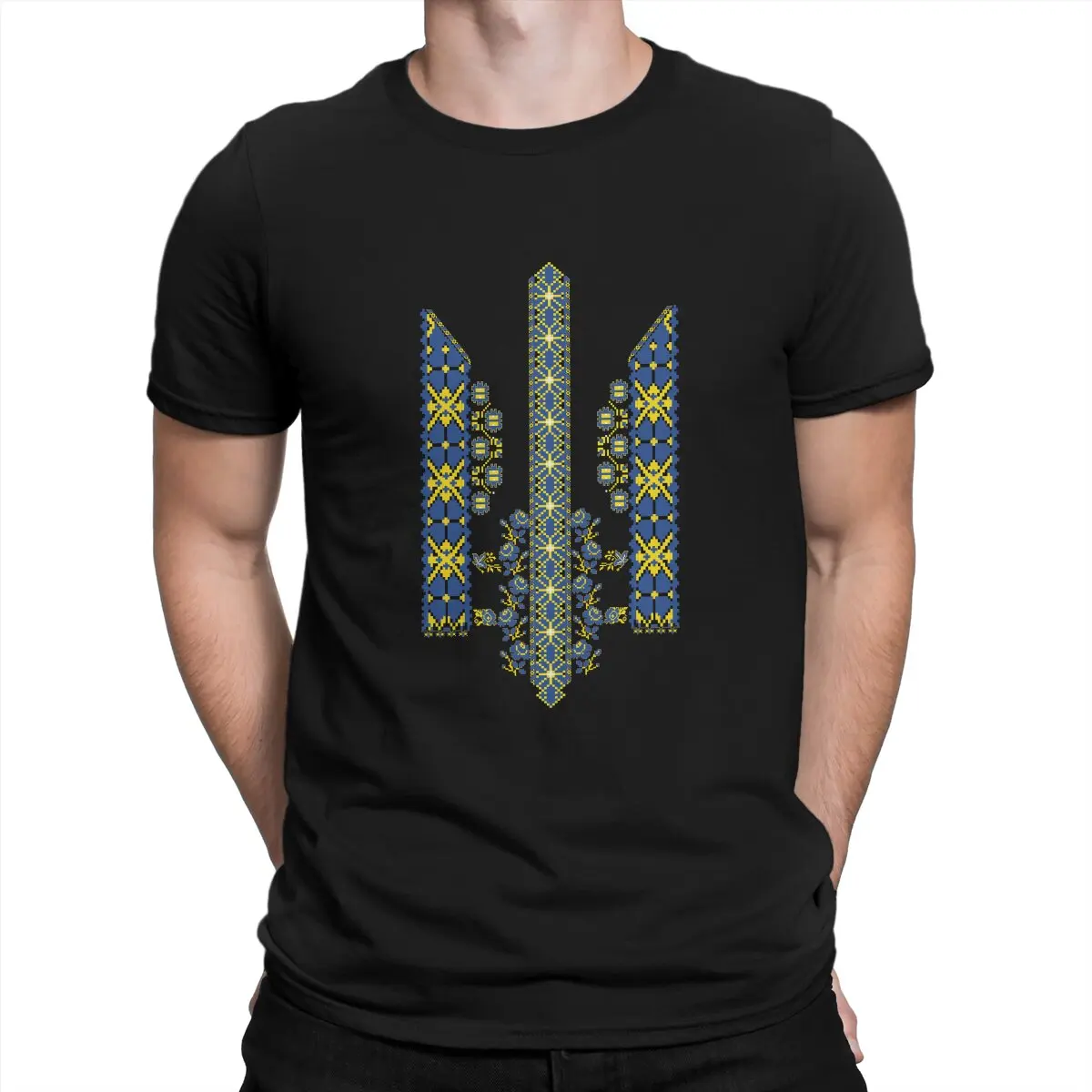 Ukrainian Trident in Vyshivanka Style for Vyshyvanka Day  Men T Shirt Alternative O-Neck TShirt Harajuku Tops