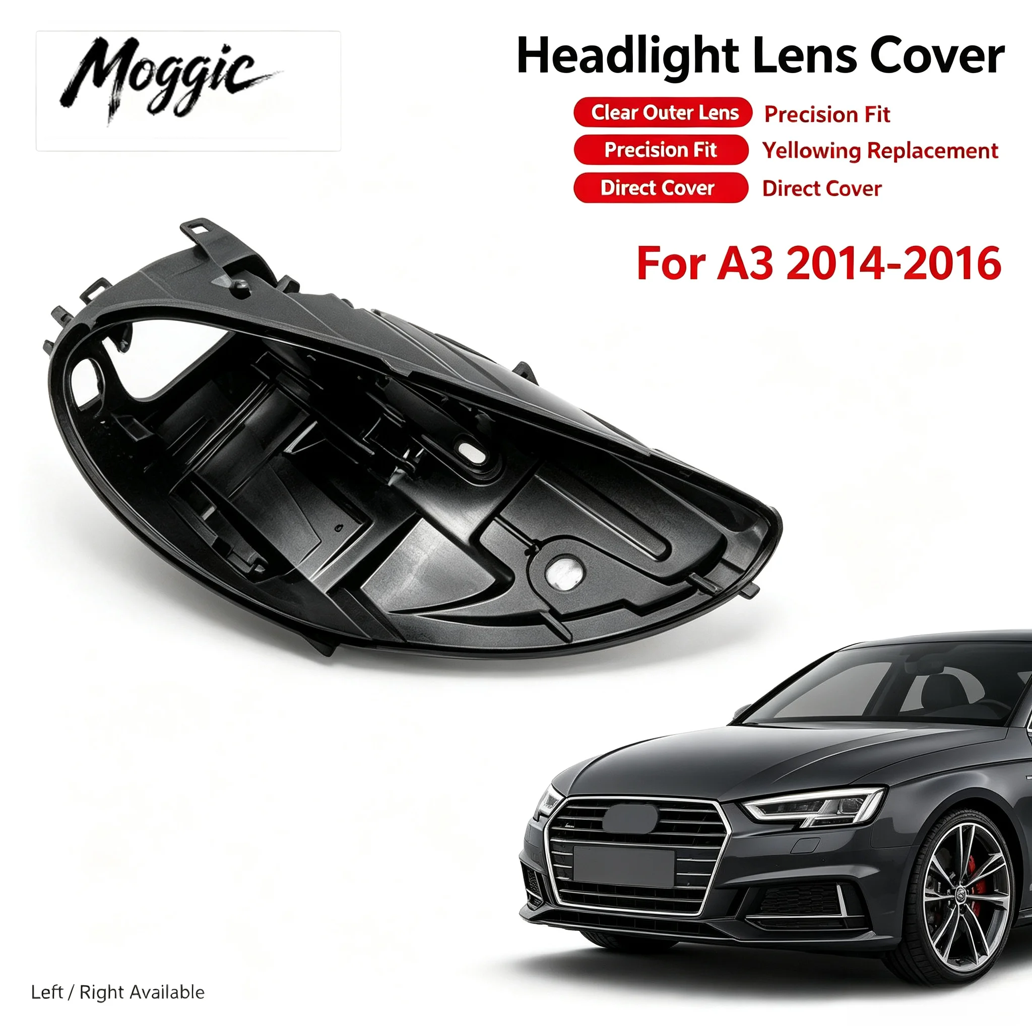 Moggic For Porsche Panamera 970.2 2014‑2016 Black Headlight Rear Housing Headlamp Base Bottom Shell Replacement