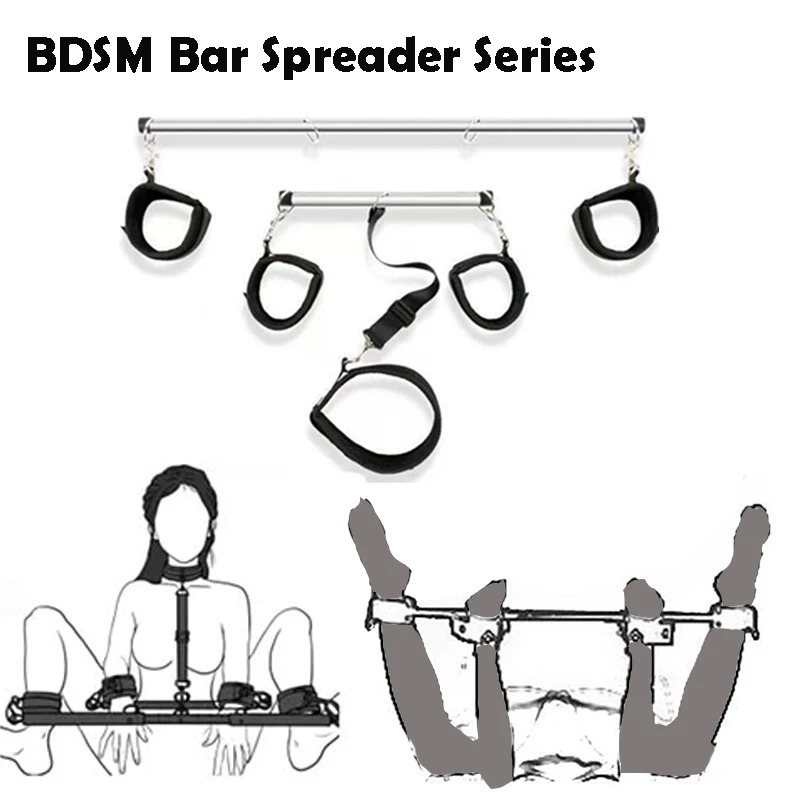 BDSM Bondage Handcuff Set Spreader Bar Sex Ankle Cuff Neck Collar Leash Restraints Slave Shackles Game Tool 18+  Couple Sex Toys
