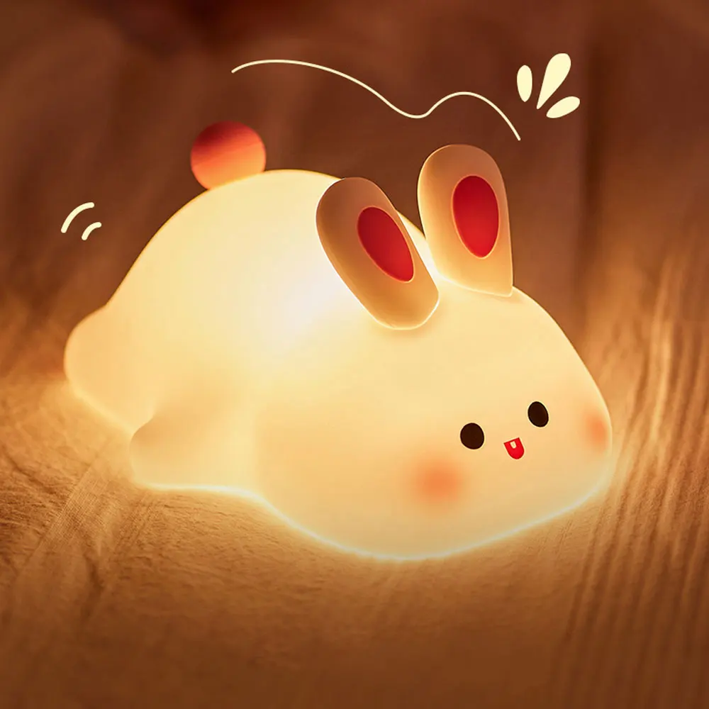 Big Face Rabbit Patting Small Night Light Colorful Toy Ornaments Cute