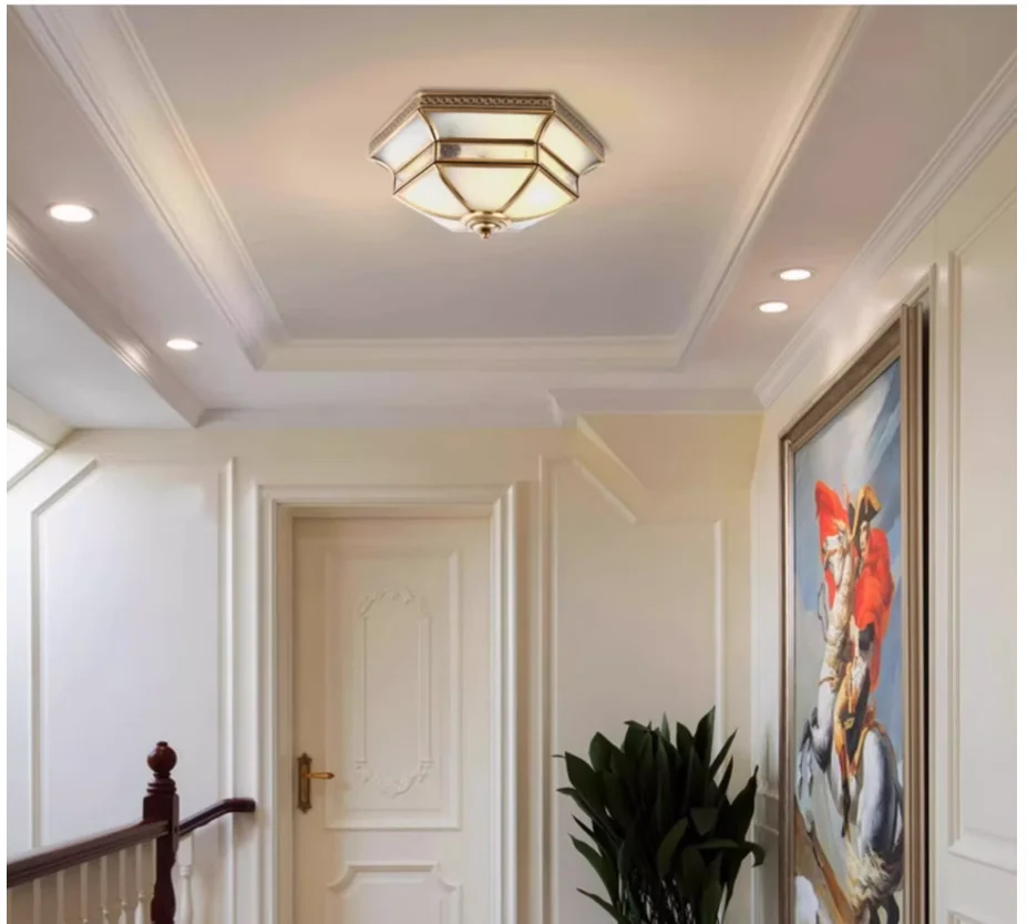Copper Ceiling Lamp Outdoor Style Waterproof D35cm D46cm De Living Room Atmosphere Simple Restaurant Balcony Study Ceiling Light