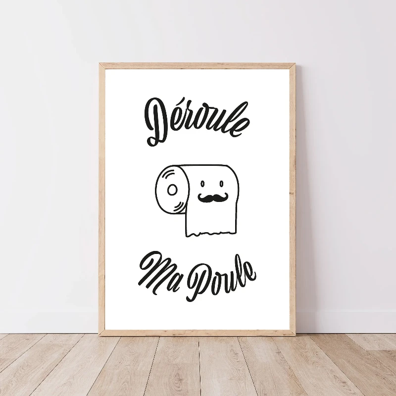 French Playful Humour Toilet Quotes Art Poster Modern Funny Bathroom Toilet Canvas Print Home Bathroom Toilet Decoration