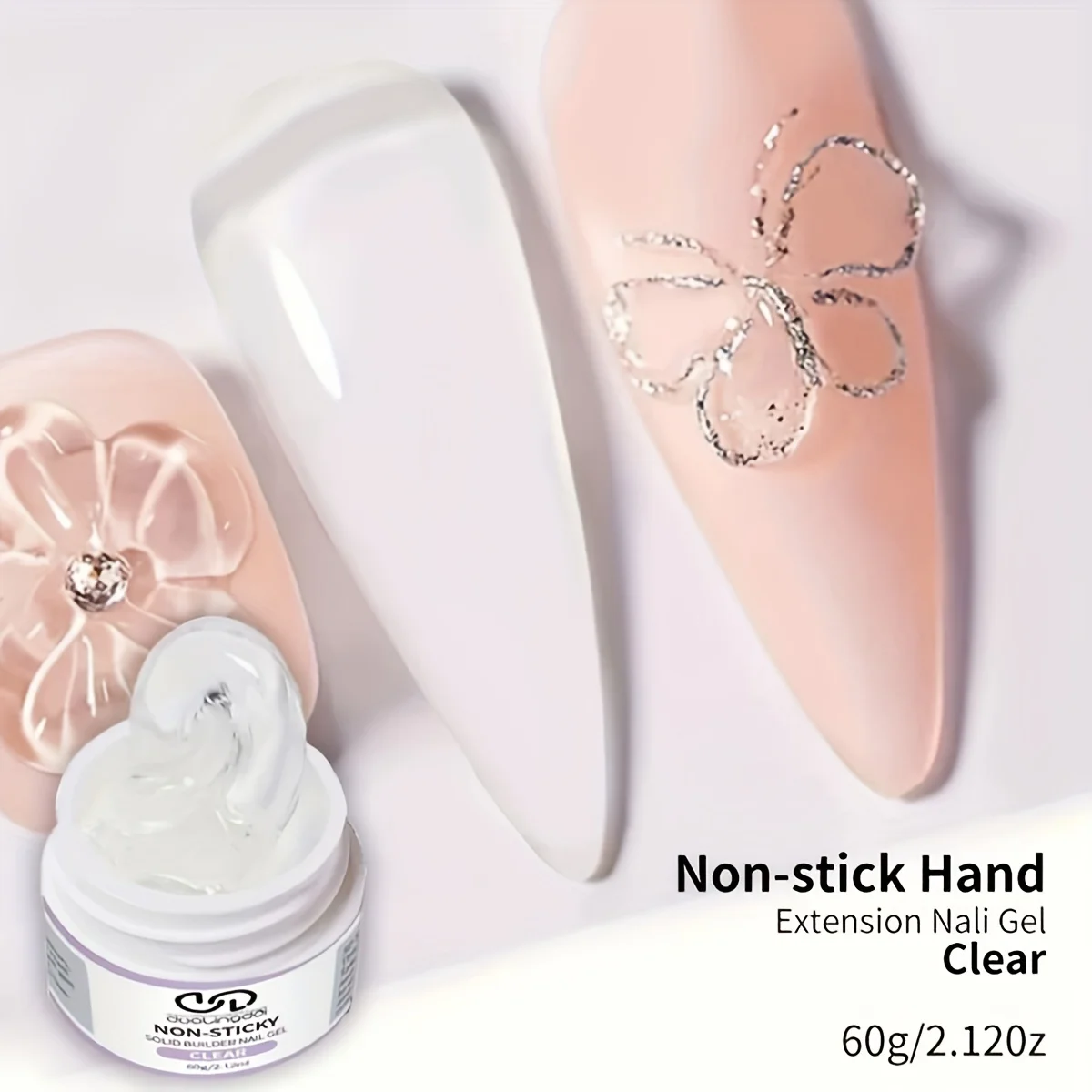 

3D Nail Gel Kit, Gel Nail Art 3D Sculpting Gel for Chrome Powder for Nails And Rhinestones for DIY At Home & Salon