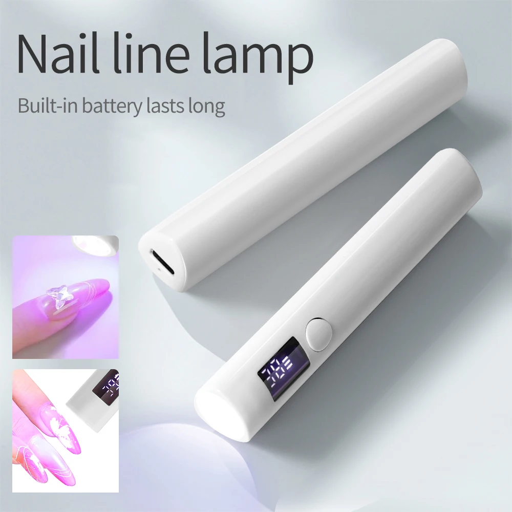 Mini Nail Dryer Lamp With Battery UV LED Nail Light For Curing All Nail Gel USB Rechargeable Nail Art Tool Home Travel Use