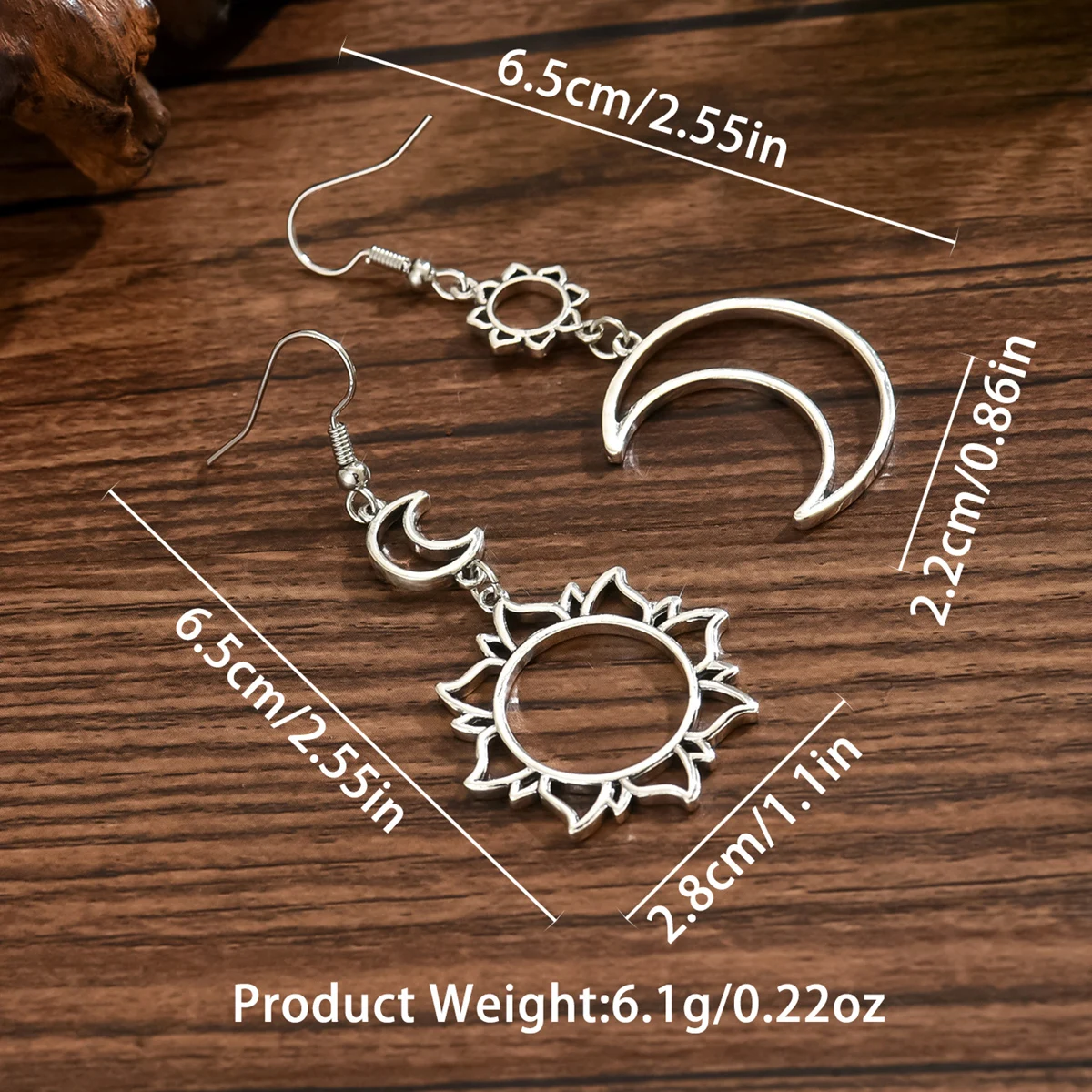 Bohemian Sun Moon Hollow Out Pendant Earrings New Senior Temperament For Women Jewelry Gift #3