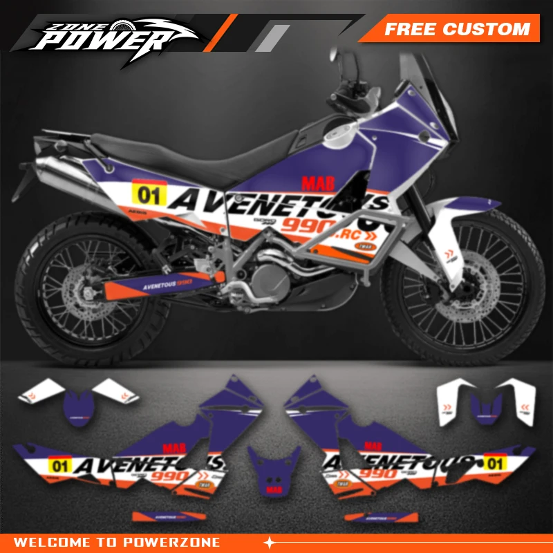 Powerzone Graphics Motorcycle Vinyl Decal Sticker Deco Kits for ADV990 ADVENTURE ADV-R ADV-S 2003- 2015 2016 Customized 12