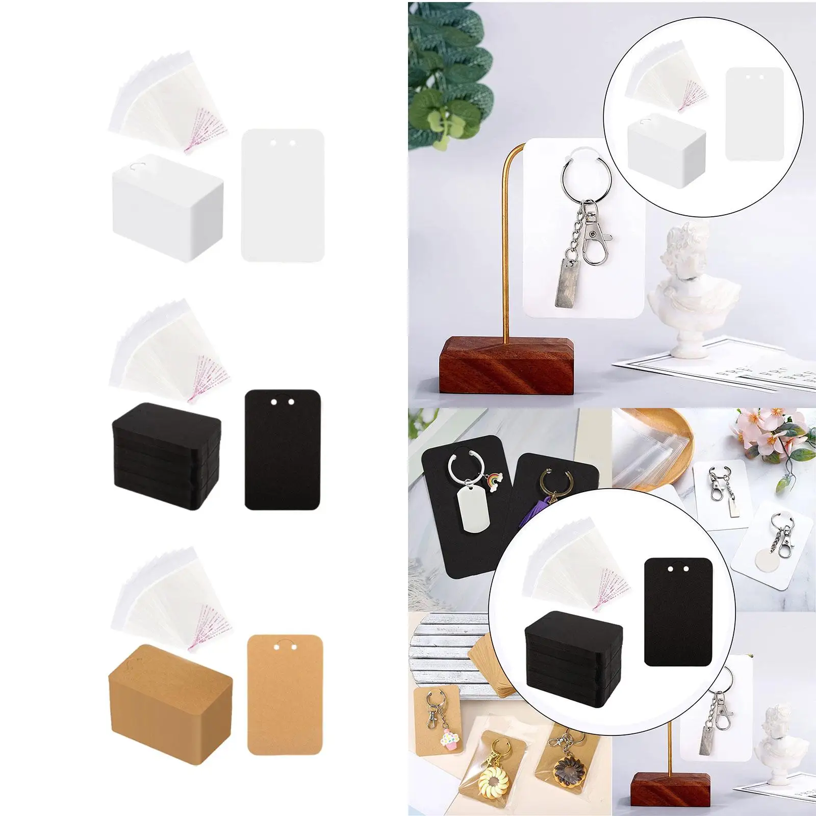 Self Sealing Bags and Keychain Cards Holder Jewelry Packaging Supplies for Custom Bracelet Ring Display
