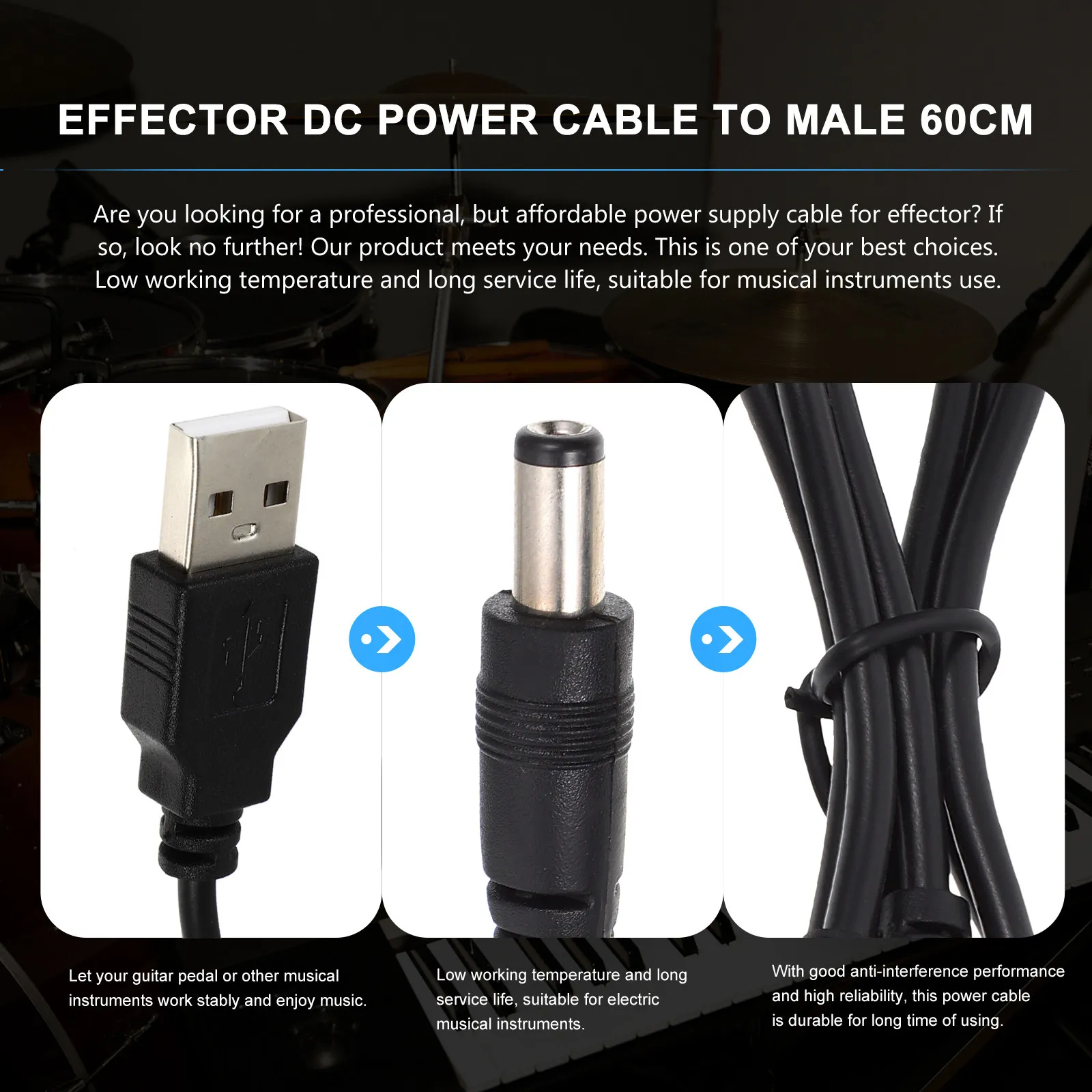 1Set Dc Charging Cable Adapter High Durability Universal USB to Dc Power Cable Adapter Overload Protection for Camera and