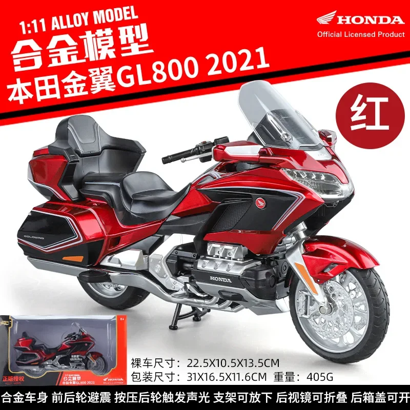 

1:11 Honda GOLD WING GL800 2021 Die Casting Motorcycle Model Gift Sound And Light Vehicles Collectible Moto Toys Gift Collection