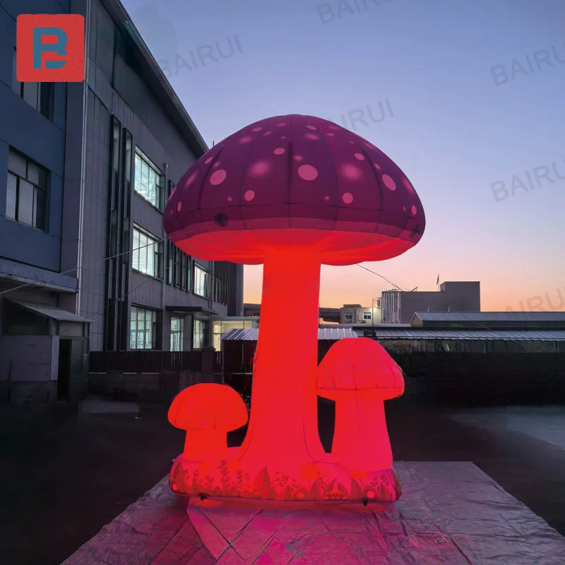 

Inflatable mushrooms, plant-based air sculptures, with blowers, for outdoor shopping malls and squares' event decoration props