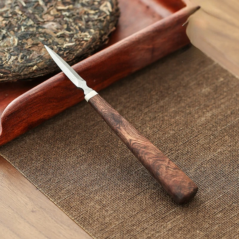 Puer Tea Knife Ceremony Kung Fu Tea Cutter Chinese Sandalwood Tea Knife Prying Handmade Stainless Steel Tea Knife Green Tea