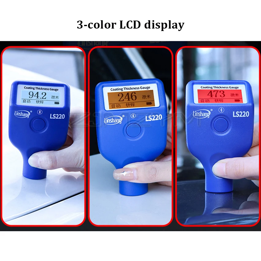 LS220 Paint Coating Thickness Tester 0-3500μm 0.1μm Fe NFe Probe Gauge for Auto Car Paint Film Thickness Gauge -20℃ LCD Screen