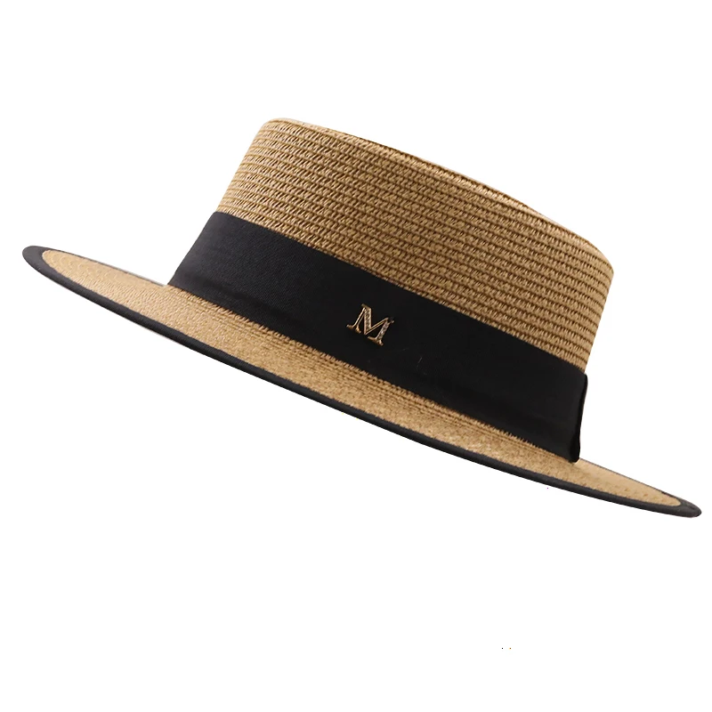 summer sun hat ladies fashion girl straw hat ribbon bow beach hat casual grass flat top panama hat bone womens visor cap