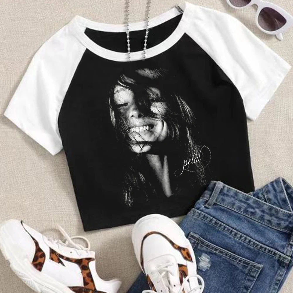 Ariana Grande Petal Album Crop Tops T-Shirt Girls Fashion Women O-Neck Short Sleeve