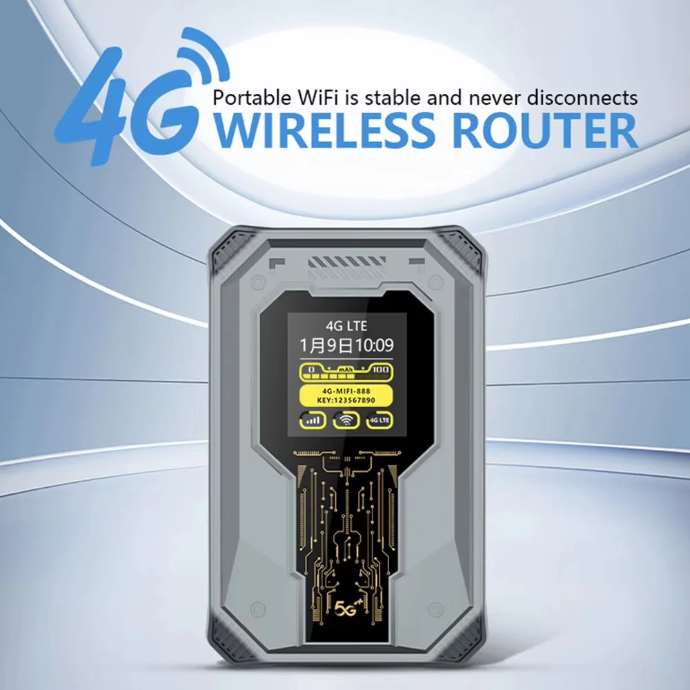 4G LTE MiFi Router WiFi6 300Mbps 4000mAh Long Lasting Battery Color Screen Mini Pocket WiFi Hotspot Modem For Car Travel Outdoor