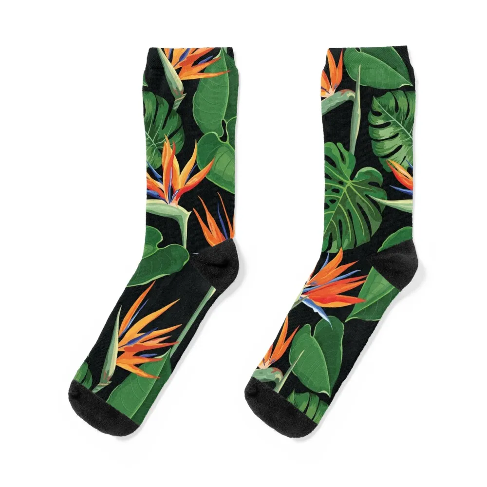 

Exotic Plants. Strelitzia, Bird Of Paradise, Monstera Socks hockey Climbing custom luxe Mens Socks Women's