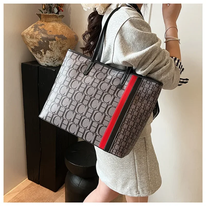 2025, nieuwe retro draagtas, vintage grote schoudertas voor dames, kleurrijke letterprint, ruim en lichtgewicht, casual portemonnee