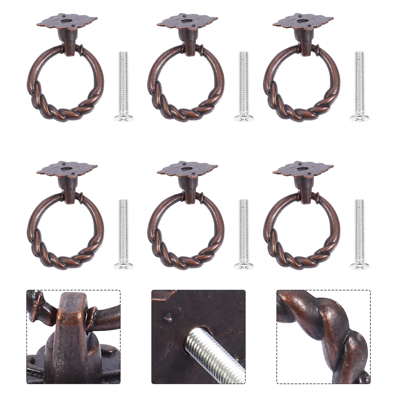

6Pcs Small Pulls Zinc Alloy Vintage Knobs for Jewelry Box Cabinet Drawer Handles Multi Functional Dresser Pulls