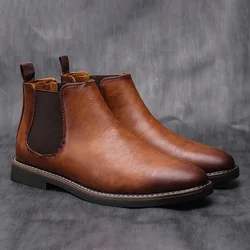 Mens Dress Boots Fashion Chelsea Boots Brand Business Casual Leather Boot British Style Short Boots for Men Ankle Boot Botas2024