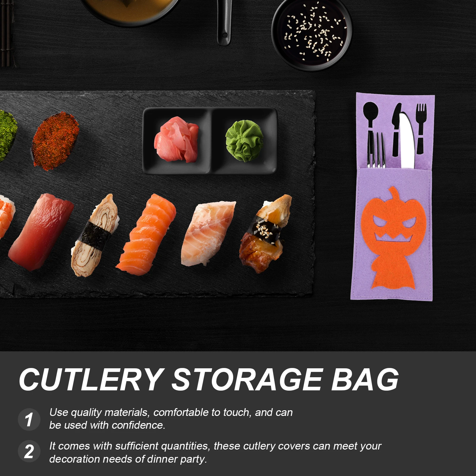 

4 Pcs Pumpkin Knife and Fork Bag Halloween Cutlery Holders Tableware Pouch Bags Rack