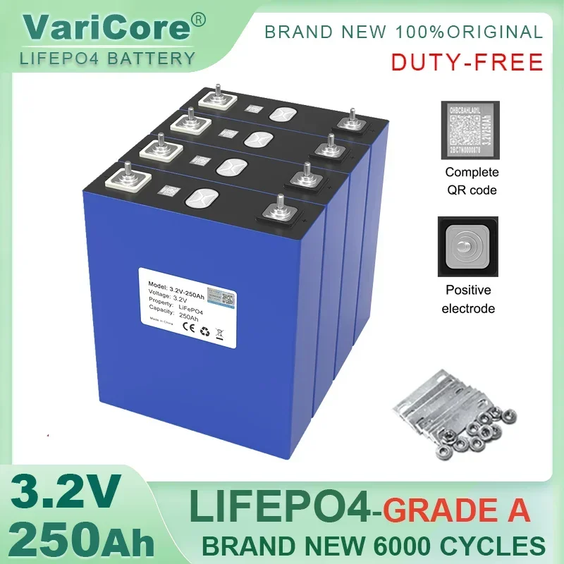 

VariCore 3.2V 250Ah LiFePO4 Battery Lithium iron phosphate For 4s 12v 24v Inverter Campers Golf Cart Off-Road Grade A TAX FREE