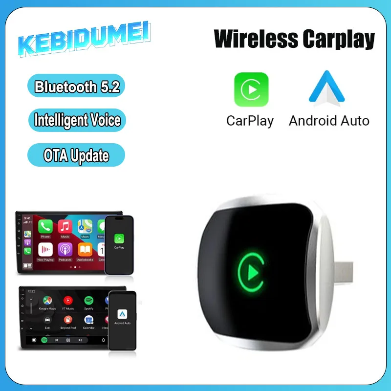

KEBIDUMEI беспроводной адаптер Carplay Android Auto Plug & Play Smart AI Box BT CarPlay AI Box для OEM проводной CarPlay/Andriod Auto Cars