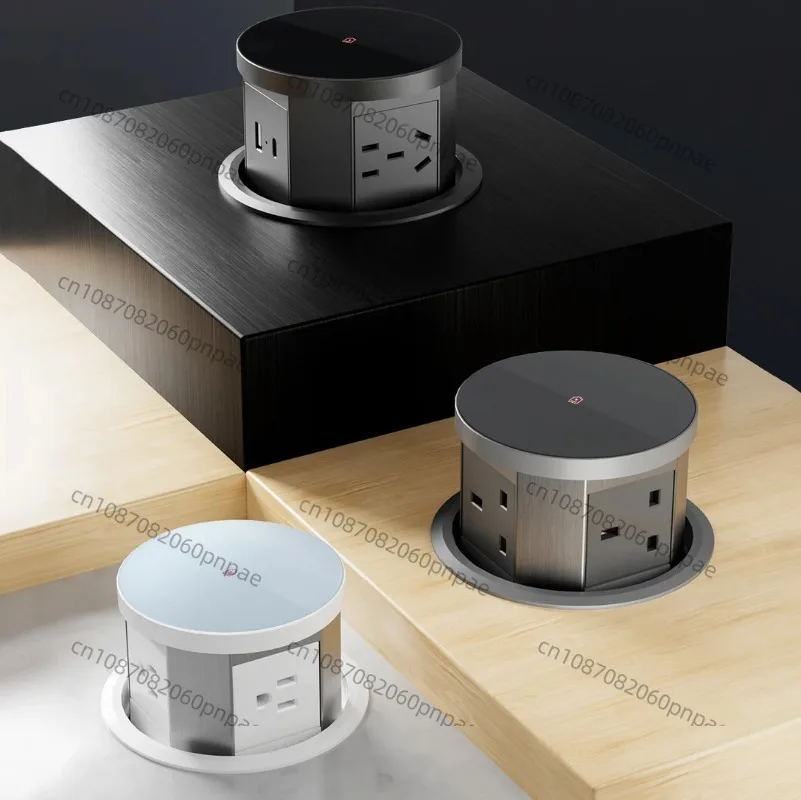 

Tempered Glass Top Kitchen Counter Smart Pop Up Socket Push Button 4 Sides Electrical Socket with Usb Type-c Charger