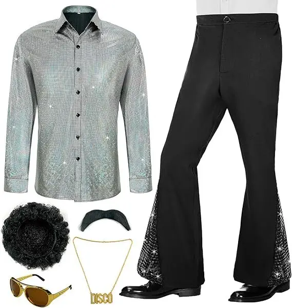 ملابس ديسكو مطبوعة بأكمام طويلة، قميص ريترو جديد بأكمام طويلة #5