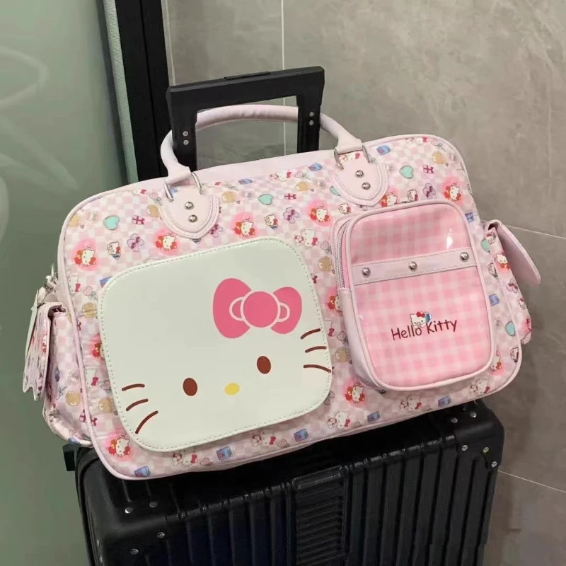 

Hello Kitty розовая милая сумка из искусственной кожи с героями мультфильмов, большая вместительная портативная сумка-тоут, деловая дорожная сумка для хранения, модные одинаковые подарки