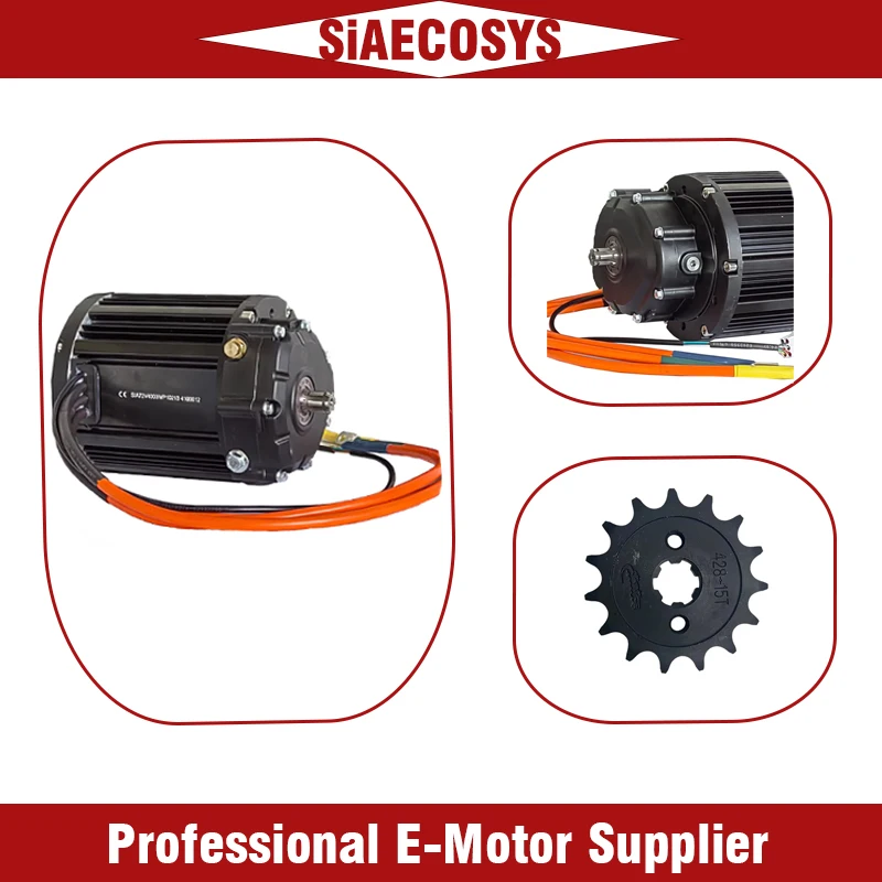QSMOTOR QS138 90H V3 with 1:2.35 gear box Rated 4KW Mid Drive Motor with VOTOL EM200-2SP Controller for E-Motorcycle Kit