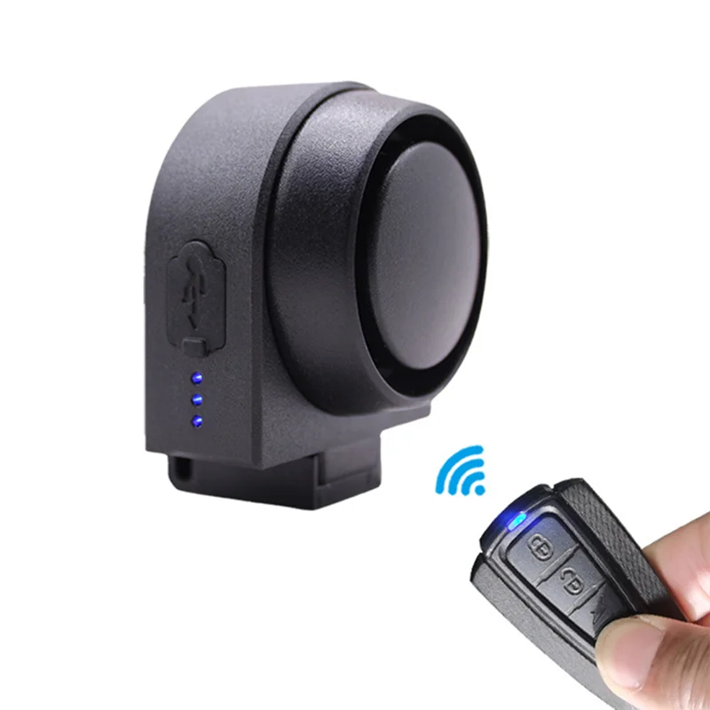 B67C دراجة ودراجات نارية لاسلكية إنذار اهتزاز مضاد للسرقة، مقاوم للماء ونظام أمان USB قابل لإعادة الشحن