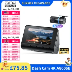 70mai 4K Dash Cam A800SE Upgraded Version of 70mai A800S Voice Control Supercapatior GPS ADAS Car DVR 70mai A800SE UHD Wifi 6