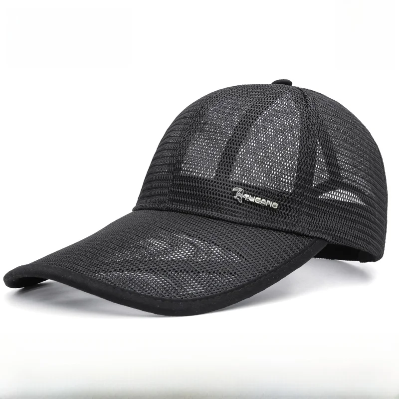 Boné de Beisebol Masculino de Verão com Tela Total e Ilhós, Aba Estendida, Proteção Solar, Chapéu para Cabeças Grandes, Modelo Bico de Pato TUCANO